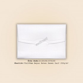 7x10cm Beyaz Keten Desen Zarf 250gr/m²
