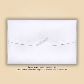 9x14cm Beyaz 1.Hamur Zarf 250gr/m²