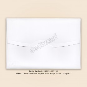 10,5x15,5cm Beyaz Mat Kuşe Zarf 250gr/m²