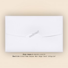 11x17,5cm Beyaz Mat Kuşe Zarf 250gr/m²