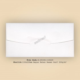 11x22cm Beyaz Keten Desen Zarf 250gr/m²