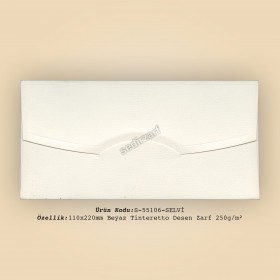 11x22cm Beyaz Tinteretto Desen Zarf 250gr/m²
