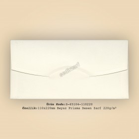 11x22cm Beyaz Prisma Desen Zarf 220gr/m²