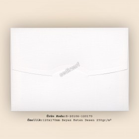 12x17cm Beyaz Keten Desen Zarf 250gr/m²