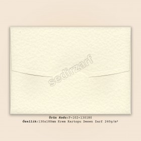 13x18cm Krem Kartopu Desen Zarf 240gr/m²