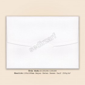13x18cm Beyaz Keten Desen Zarf 250gr/m²