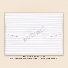 13x18cm Beyaz Çizgili Desen Zarf 280gr/m²