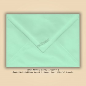 13x18cm Yeşil 1.Hamur Zarf 100gr/m² Zamklı
