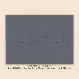 13,5x18,5cm Gri Koyu Classic Rib Zarf 220gr/m²