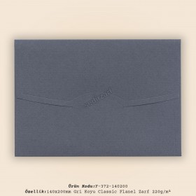 14x20cm Gri Koyu Classic Flanel Zarf 220gr/m²