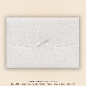 14x20cm Satin White Fiber Desen Zarf 250gr/m²