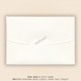 14x20cm Beyaz Çizgili Desen Zarf 280gr/m²