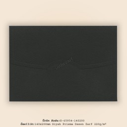 14x20cm Siyah Prisma Desen Zarf 220gr/m²