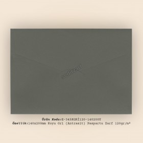 14x20cm Koyu Gri (Antrasit) Paspartu Zarf 120gr/m²