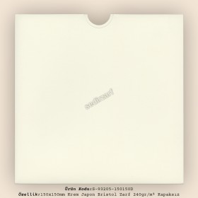 15x15cm Krem Japon Bristol Zarf 240gr/m² Kapaksız