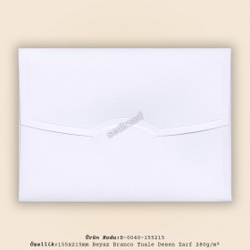 15,5x21,5cm Beyaz Branco Tuale Desen Zarf 280gr/m²