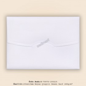 15,5x21,5cm Beyaz Çizgili Desen Zarf 280gr/m²