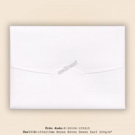 15,5x21,5cm Beyaz Keten Desen Zarf 250gr/m²