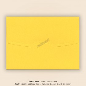 15,5x21,5cm Sarı Prisma Desen Zarf 220gr/m²