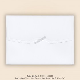 15,5x21,5cm Beyaz Mat Kuşe Zarf 250gr/m²