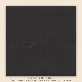 16x16cm Siyah İnce Tuale Desen Zarf 280gr/m²