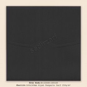 16x16cm Siyah Paspartu Zarf 250gr/m²