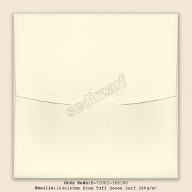 16x16cm Krem Tuff Zarf 280gr/m²