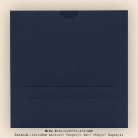 16x16cm Lacivert Paspartu Zarf 250gr/m² Kapaksız