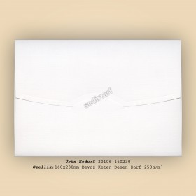 16x23cm Beyaz Keten Desen Zarf 250gr/m²