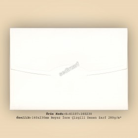 16x23cm Beyaz İnce Çizgili Desen Zarf 280gr/m²