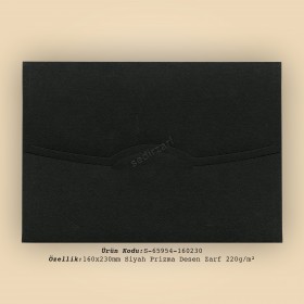 16x23cm Siyah Prisma Desen Zarf 220gr/m²