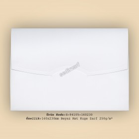 16x23cm Beyaz Mat Kuşe Zarf 250gr/m²