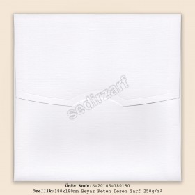 18x18cm Beyaz Keten Desen Zarf 250gr/m²
