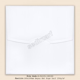 18x18cm Beyaz Mat Kuşe Zarf 250gr/m²