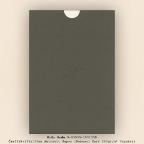 19,5x13,5cm Antrasit Japon Bristol (Boyama) Zarf 240gr/m² Kapaksız