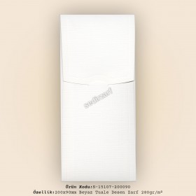 20x9cm Beyaz Tuale Desen Zarf 280gr/m²