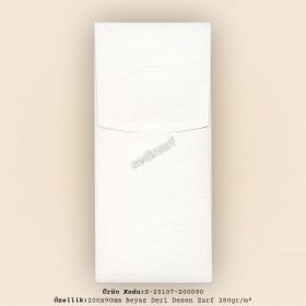 20x9cm Beyaz Deri Desen Zarf 280gr/m²