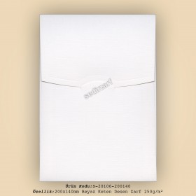20x14cm Beyaz Keten Desen Zarf 250gr/m²