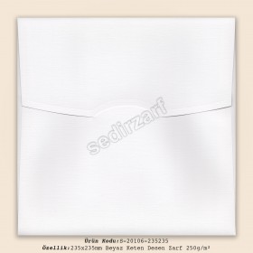 23,5x23,5cm Beyaz Keten Desen Zarf 250gr/m²